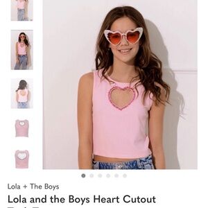 Lola + The Boys Pink Sequin Heart Tank